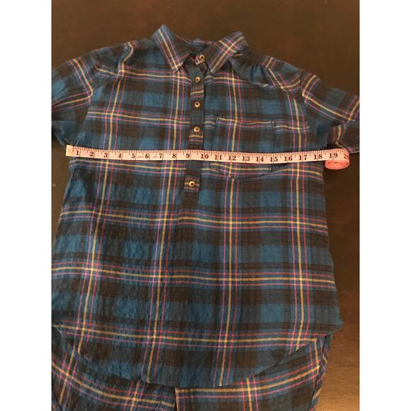 by Anthropologie Isadora Button Back Blue Flannel Popover Top - Size Extra Small - Picture 7 of 7